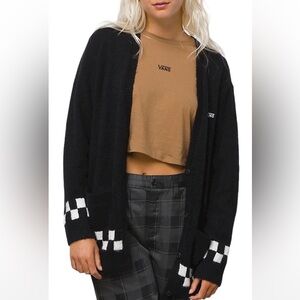 Vans Women's LOWCHECK CARDIGAN SWEATER Black Checker Knit Cardigan